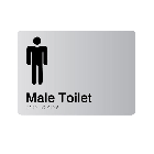Male Toilet Acrylic Silver Braille Sign