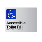 Accessible Toilet RH Acrylic Silver Braille Sign