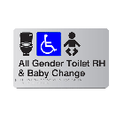 All Gender Accessible RH Baby Change Acrylic Silver Braille Sign