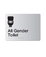 All Gender Toilet Acrylic Silver Braille Sign