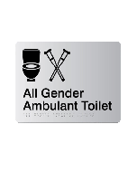 All Gender Ambulant Acrylic Silver Braille Sign
