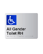 All Gender Accessible RH Acrylic Silver Braille Sign