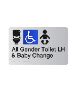 All Gender Accessible LH Baby Change Acrylic Silver Braille Sign