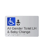 All Gender Accessible LH Baby Change Anodised Aluminium Braille Sign