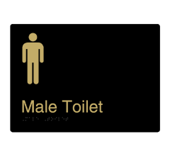 Male Toilet Black Designer Braille Sign