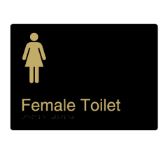 Female Toilet Black Designer Braille Sign