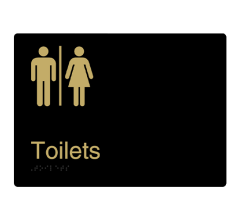 Unisex Toilet Black Designer Braille Sign