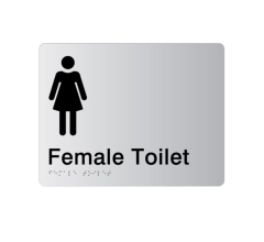 Female Toilet Acrylic Silver Braille Sign