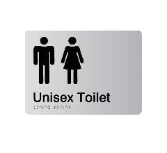 Unisex Toilet Acrylic Silver Braille Sign