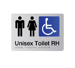 Unisex Accessible RH Acrylic Silver Braille Sign