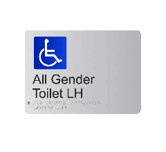 All Gender Accessible LH Anodised Aluminium Braille Sign