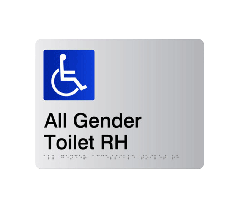 All Gender Accessible RH Acrylic Silver Braille Sign