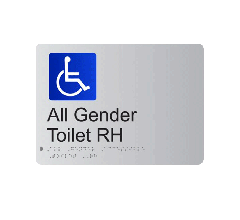 All Gender Accessible RH Anodised Aluminium Braille Sign