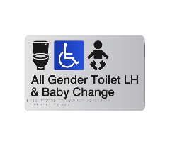 All Gender Accessible LH Baby Change Acrylic Silver Braille Sign