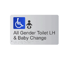 All Gender Accessible LH Baby Change Anodised Aluminium Braille Sign