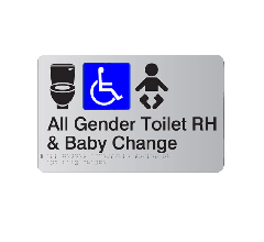 All Gender Accessible RH Baby Change Acrylic Silver Braille Sign